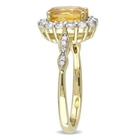Miabella női Ct. Citrin, fehér topaz és gyémánt akcentus 14 kt sárga arany koktél halo gyűrű