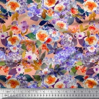 Soimoi bársony szövet virág & levelek akvarell nyomtatott kézműves szövet az udvaron széles
