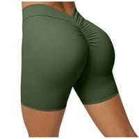 Női edzés jóga rövidnadrág egyszínű puha szakaszon futó tánc röplabda rövid nadrág hadsereg zöld Méret L