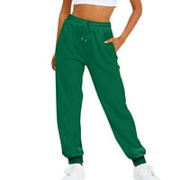 Kúpos nadrág Női zsebbel szilárd Elasztikus derék kúpos zsinórral Lounge nadrág Zöld 3XL