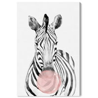 Wynwood Studio 'Zebra Bubblegum' állatok falművészet vászon nyomtatás - rózsaszín, fekete, 24 36