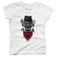 Cowboy Mopsz Lányok Fehér Grafikus Póló-Az Emberek Tervezése