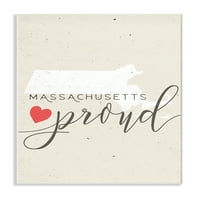 A Stupell Lakberendezési gyűjtemény Massachusetts büszke a szívfal plakett művészetével