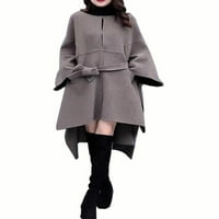 Eleluny női Laza köpeny kabát hosszú felsőruházat szilárd alkalmi kabát felöltő Fekete XL