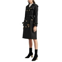 Yuwegr Őszi Téli Női Hosszú ujjú derékszalag üzleti Egyszínű szélvédő elegáns hosszú kabát kabát