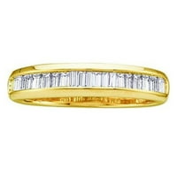 Dazzlingrock Gyűjtemény 0. Karátos 10k Baguette gyémánt női esküvői zenekar rakható gyűrű CT, sárga arany, Méret 10