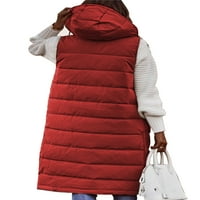 Haite női kabát ujjatlan mellény sima kabát mellény Sport felsőruházat munka kapucnis nyak piros 4XL