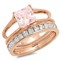2. ct hercegnő vágott rózsaszín szimulált gyémánt drágakő valódi 18k Rózsa arany testreszabható lézergravírozás örök
