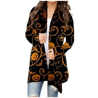 Umitay kardigán pulóver Női Divat Alkalmi virágos Halloween nyomtatás közepes hosszúságú kardigán kabát kabát