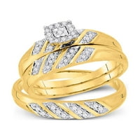 10kt sárga arany az övé kerek gyémánt pasziánsz megfelelő esküvői készlet Cttw