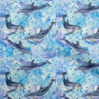 oneOone pamut Jersey közepes kék Szövet óceán delfin varrás szövet az udvaron nyomtatott Diy Ruházat varrás kellékek