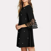 Nyári ruhák Női kerek nyakkivágással Divat nyomtatott Mini A-Line ujjú ruha fekete 4XL