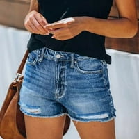 Rövidnadrág Női Divat Női nyári nadrág szexi farmer magas derék vékony lyuk rövidnadrág nadrág Női nadrág Kék XL