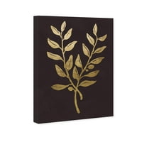 Wynwood Studio virág- és botanikus fali művészet vászon nyomtatása 'arany levelek' botanikák - arany, fekete