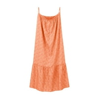 Nyári ruhák Női Divat Alkalmi Egyszínű Kerek nyakú Pöttyös nyomtatási Parittya ruha narancssárga L