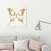 Wynwood Studio Animals Wall Art vászon nyomtatványok „Farfalla” rovarok - arany, fehér