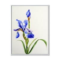 Designart 'Blue Iris virág retro stílusú' hagyományos keretes vászon fali művészet