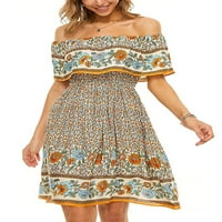 Avamo Női Rövid Mini ruhák Swing póló ruha tunika nyári Sundress Női Egyszerű utazás Khaki XL