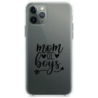 DistinctInk tiszta Ütésálló hibrid tok iPhone Pro-TPU lökhárító akril hátsó Edzett üveg képernyővédő - Mom of Boys