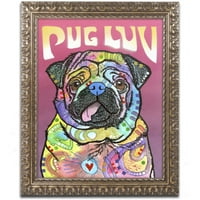 Védjegy Képzőművészet 'Pug Luv' vászon művészete, Dean Russo, arany díszes keret