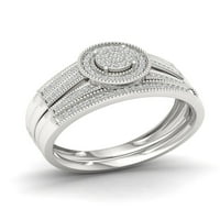1 4ct TDW gyémánt klaszter halo menyasszonyi szett ezüstben