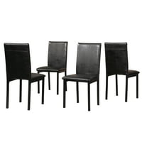 Roundhill bútor Citico fém 5 részes étkezős szett laminált Fau márvány tetejével, törtfehér asztal fekete székekkel