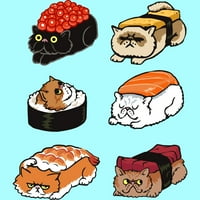 Sushi perzsa macska női óceán Heather Kék grafikus Racerback Tank Top-Design emberek XL