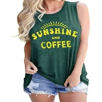 Lumento Női Sunshine and Coffee Tank Tops alkalmi nyári grafikus ing Ujjatlan grafikus póló