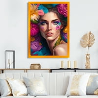 Designart Floral érzéki nő portré VI keretes fal művészet