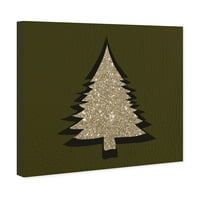 Wynwood Studio Holiday és szezonális fali művészet vászon nyomatok „Pine Tree sziluett” ünnepek - arany, zöld