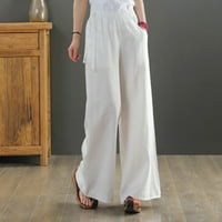 Oalirro zsinóros nadrág Női laza Fit Dressy Pamut vászon fehér magas derék széles láb nadrág Női XL