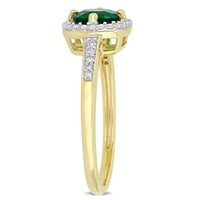 Miabella női karátos T.G.W. Létrehozott smaragd és karátos gyémánt 10 kt sárga arany halo gyűrű