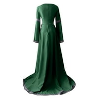 Női ruhák szilárd Midi ruha, A-Line Hosszú ujjú Divat Kerek nyakkivágással nyári ruha zöld m
