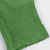 Női pulóver, Női egyszínű egysoros zseb kapucnis meleg kötött pulóver kabát felső zöld X-nagy