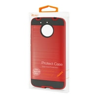 Motorola Moto E Plus Hibrid Fém Csiszolt Textúra Tok Piros Színben
