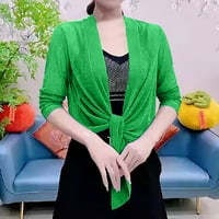 Puntoco Plusz méretű hosszú ujjú Clearance Női Puha Chiffon Nyitott első Puszta hosszú ujjú kardigán estélyi ruha zöld