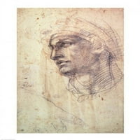 Tanulmány egy fej poszter nyomtatásáról Michelangelo Buonarroti