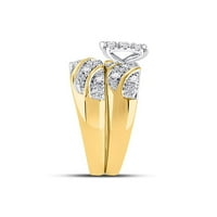10kt sárga arany az övé kerek gyémánt négyzet megfelelő esküvői készlet Cttw