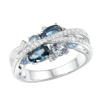 Gyűrűk Női Tenger Kék Cirkon Gyűrű Menyasszony Eljegyzés Jegygyűrű Zenekar Évforduló Ajándék