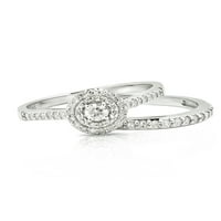 1 2CTTW Diamond Double Halo kerek menyasszonyi gyűrű sterling ezüstben az eljegyzéshez és az esküvőhöz